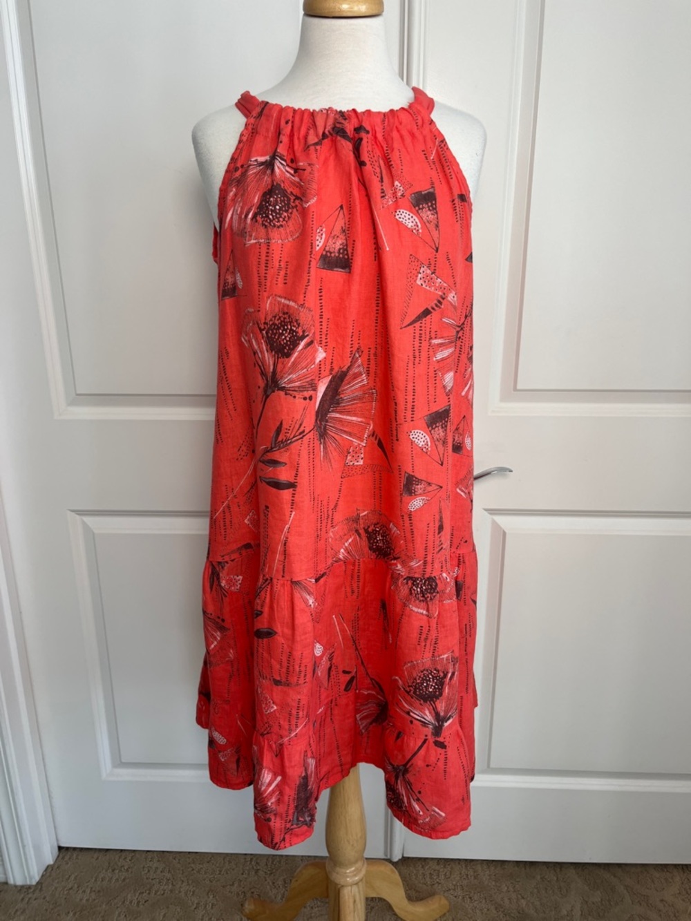 Bellambra 100% Linen Dress Coral Size Small